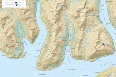 Oversiktskart med inntegnet rute. Oversiktskart med inntegnet rute.