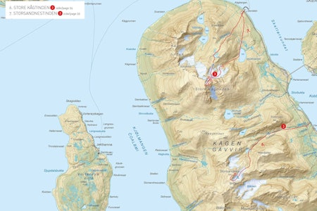 Oversiktskart med inntegnet rute. Oversiktskart med inntegnet rute.