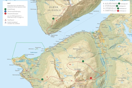 Oversiktkart med inntegnet rute. Oversiktkart med inntegnet rute.