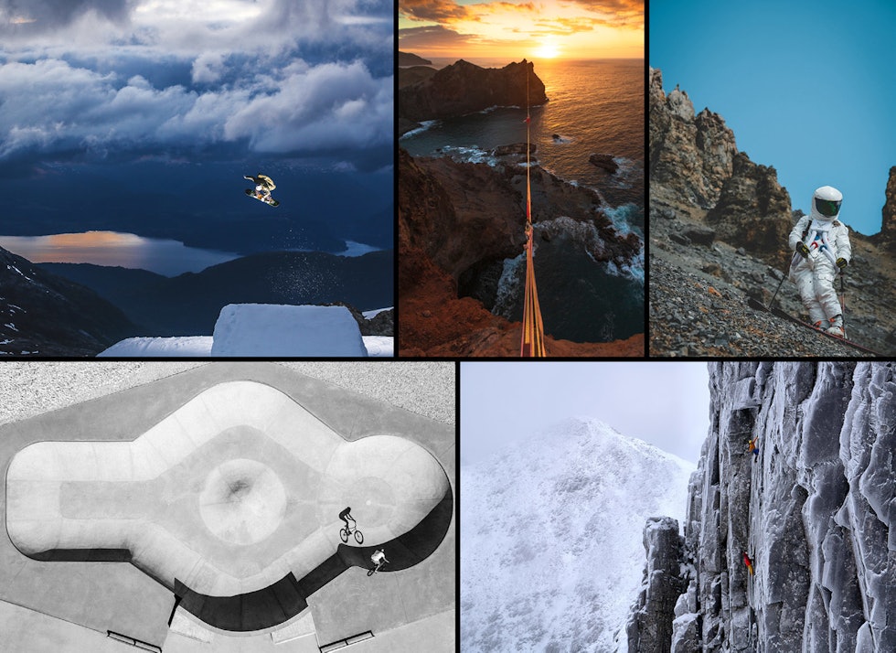 Disse fem actionbildene er finalister i Instagram-kategorien. Foto: © Dasha Nosova, Jeremy Bernard, Fabien Maierhofer, Baptiste Fauchille, Hamish Frost / Red Bull Illume