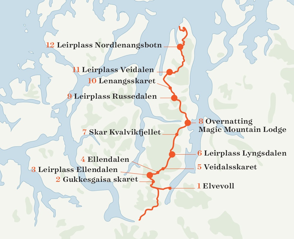 Kart over Lyngen