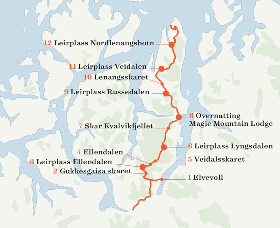 Kart over Lyngen Kart over Lyngen
