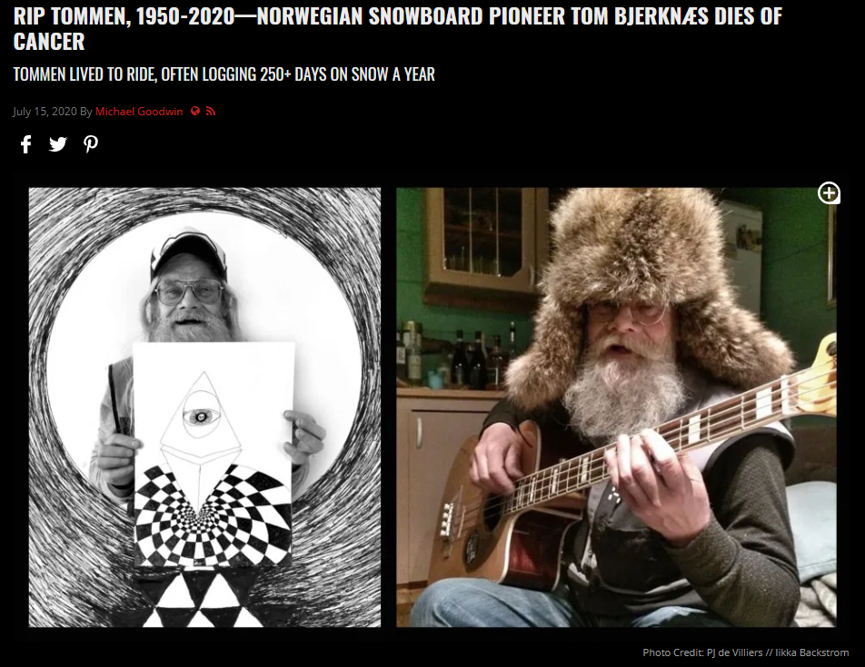 Skjermdump fra snowboarder.com Tommen minnes i snowboarder