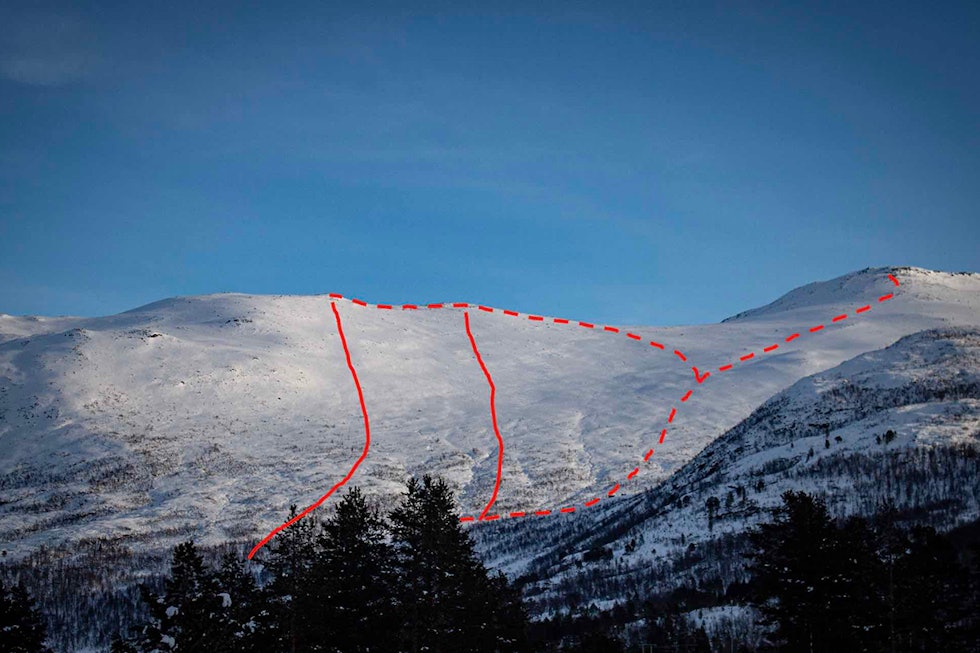 RUTA: Slik er rutevalget til toppen. Foto: Magnus Utkilen Kvanngrønakken