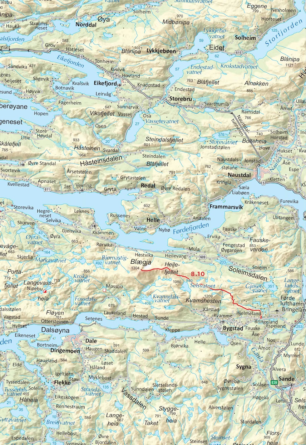 Oversiktskart over Fjellskiturar i Sunnfjord. Frå Toppturar i Sunnfjord.