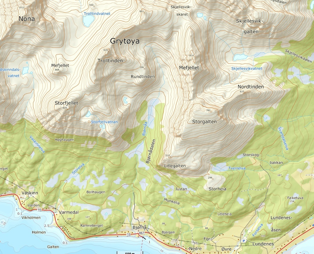 Kart, Bjørnådalen Kart, Bjørnådalen
