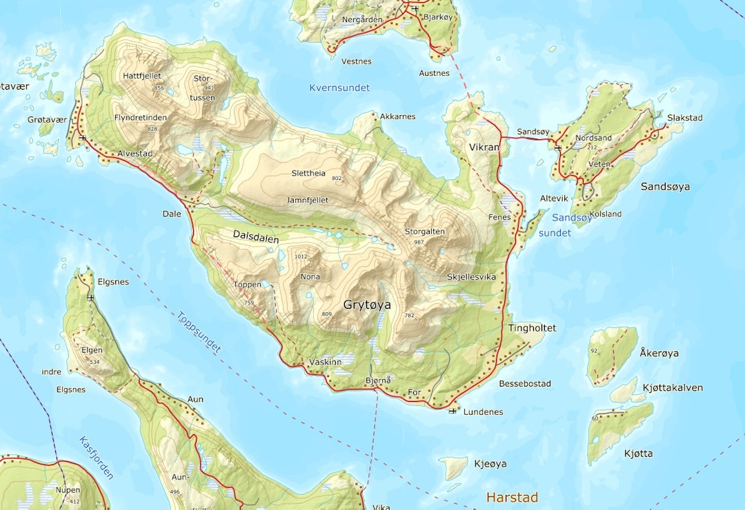 Kart over Grytøya