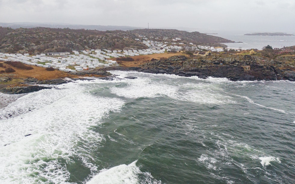 CAMPINGSPOT: Oversikt over Saltstein mot Oddanesand Camping. Bilde: Christian Nerdrum Saltstein drone Oddanesand Camping