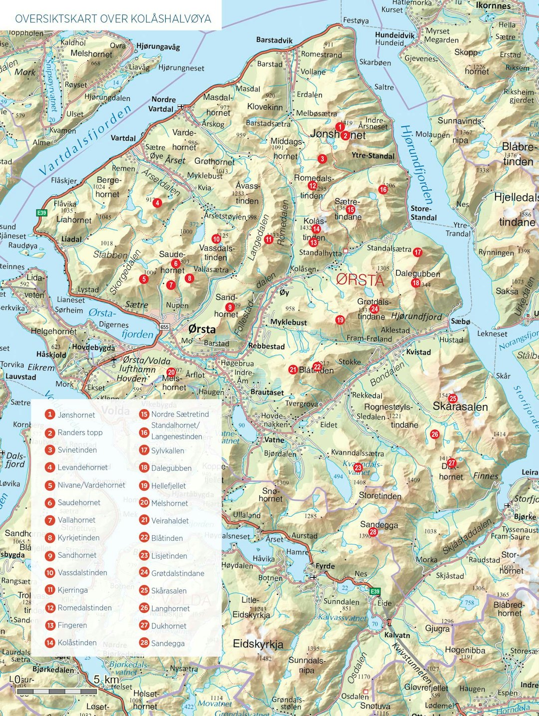 Oversiktskart over Kolåshalvøya.