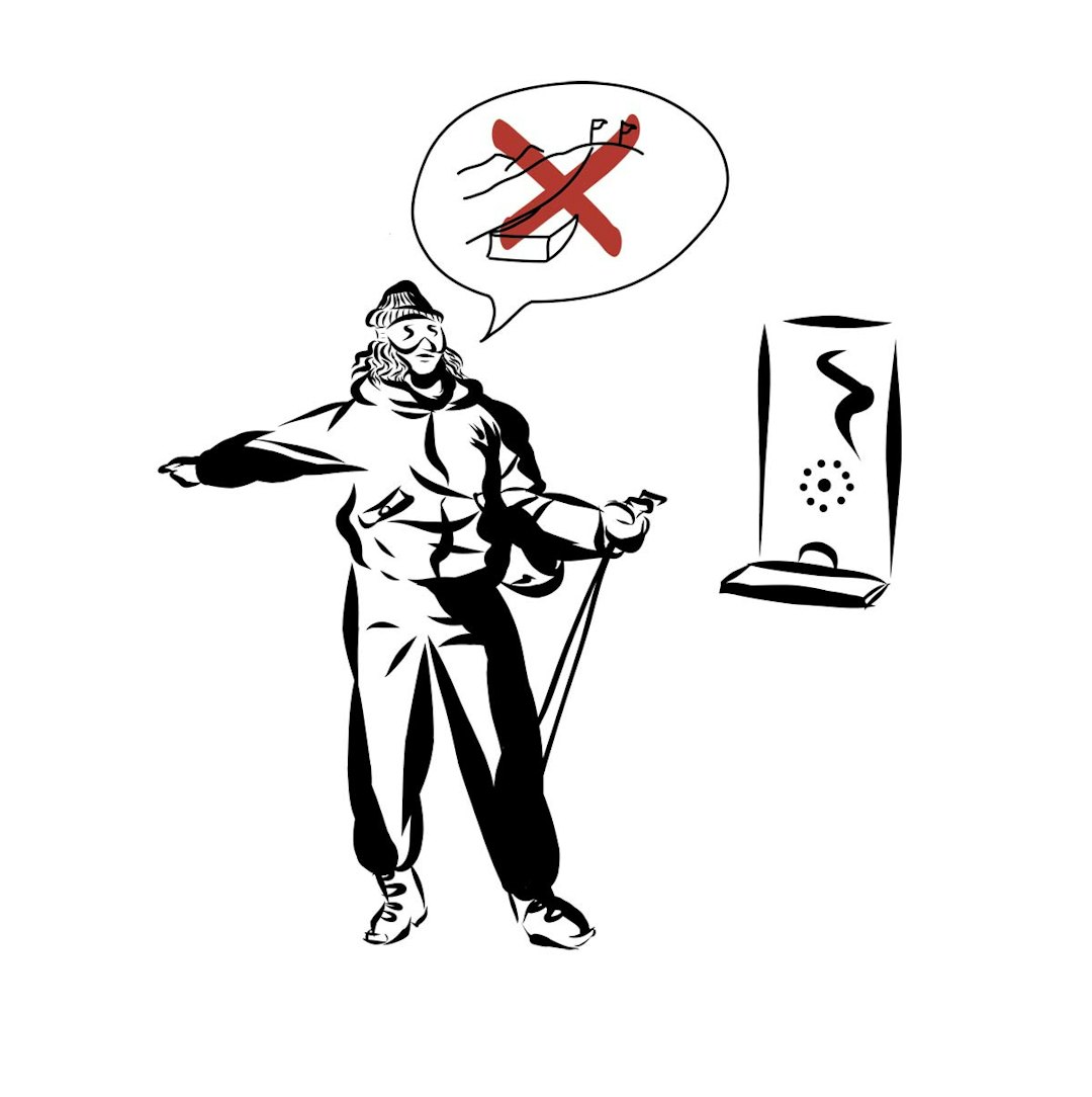 MELD FRA: Meld fra til anlegget om elementer eller hopp ikke er som de burde, slik at de kan stenges og utbedres. Illustrasjon: Didrik Magnus-Andresen 3