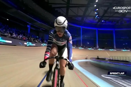 TUNG AVSLUTNING: Anita Yvonne Stenberg, her under runden i Litauen, fikk det tungt på velodromen i London. Foto: Skjermdump Eurosport anita yvonne stenberg uci track champions league