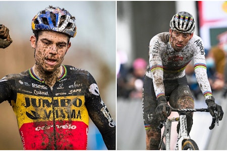 TRØYEBYTTE: Verken Wout van Aert (t.v) eller Mathieu van der Poel stiller til start i årets VM i cyclocross. Foto: Cor Vos.  TRØYEBYTTE: Verken Wout van Aert (t.v) eller Mathieu van der Poel stiller til start i årets VM i cyclocross. Foto: Cor Vos.