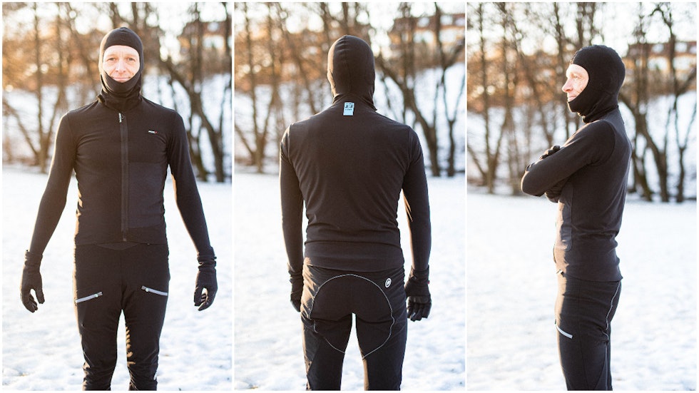 UTEN BAKLOMMER: Assos-trøya har ingen baklommer, men en nettinglomme på magen. Foto: Henrik Alpers Assos Equipe RS Winter Mid Layer