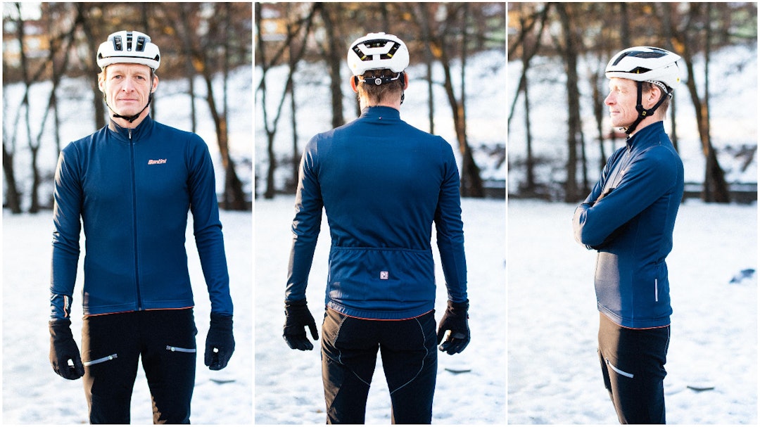 KLASSISK: Santini Colore er en enkel og varm trøye uten fiksfaks. Lange ermer og gode baklommer er bra. Santini Colore isolasjonstrøye