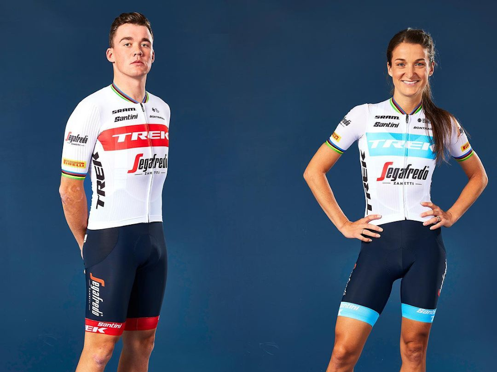 STILFULL: Hvit er rent og fint, men trøyen mangler nok litt x-faktor. Foto: Trek-Segafredo trek segafredo trøye 2022