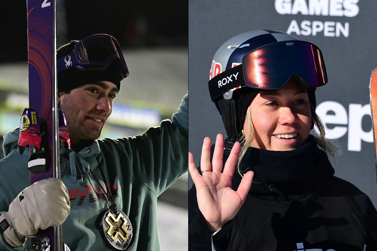 SPÅR GULL: Bendik Øye spår edelt metall til Alex Hall og Tess Ledeux før helgens- og neste ukes slopestyle-finaler i OL. Foto: ESPN Alex Hall og Tess Ledeux.