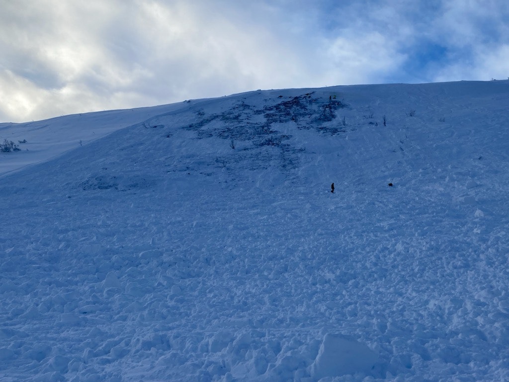 FUNNET AV SKIPATRULJEN: Mannen som ble tatt ble funnet ved hjelp av søkestrenger i skredet. Foto: Dag Nordli snøskred i trysil