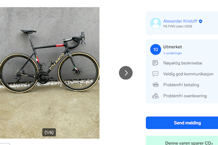 PUNG UT: Er du kjapp, kan du kjøpe sykkelen til Alexander Kristoff. Skjermdump, finn.no. PUNG UT: Er du kjapp, kan du kjøpe sykkelen til Alexander Kristoff. Skjermdump, finn.no.