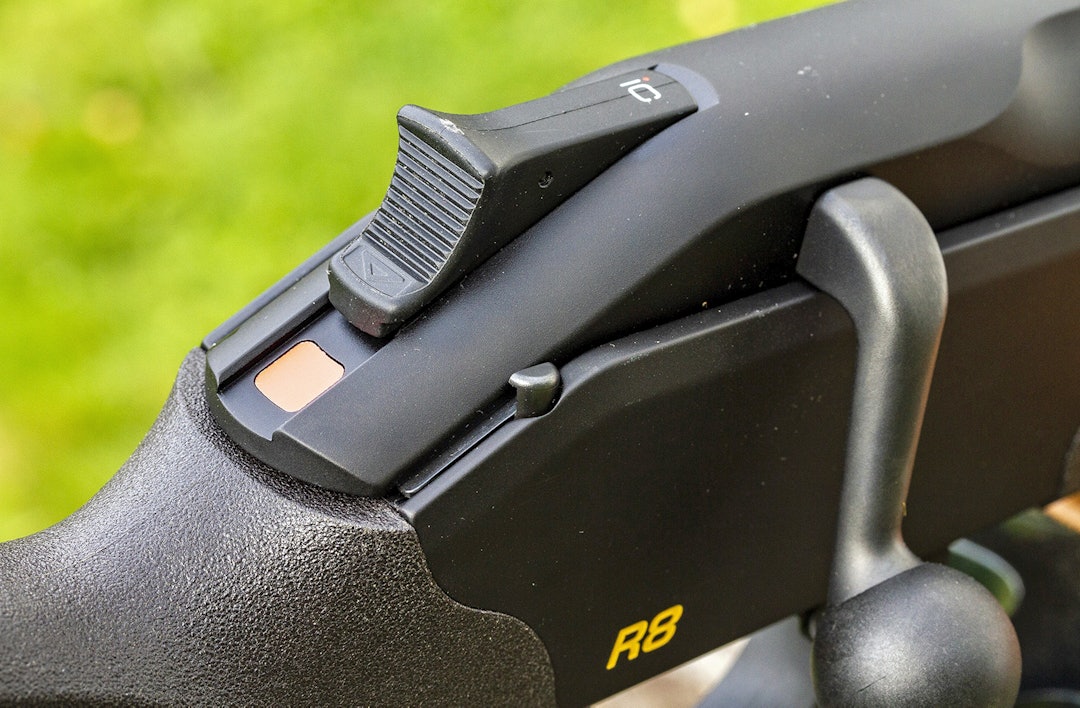 nærbilde fra test av Blaser R8