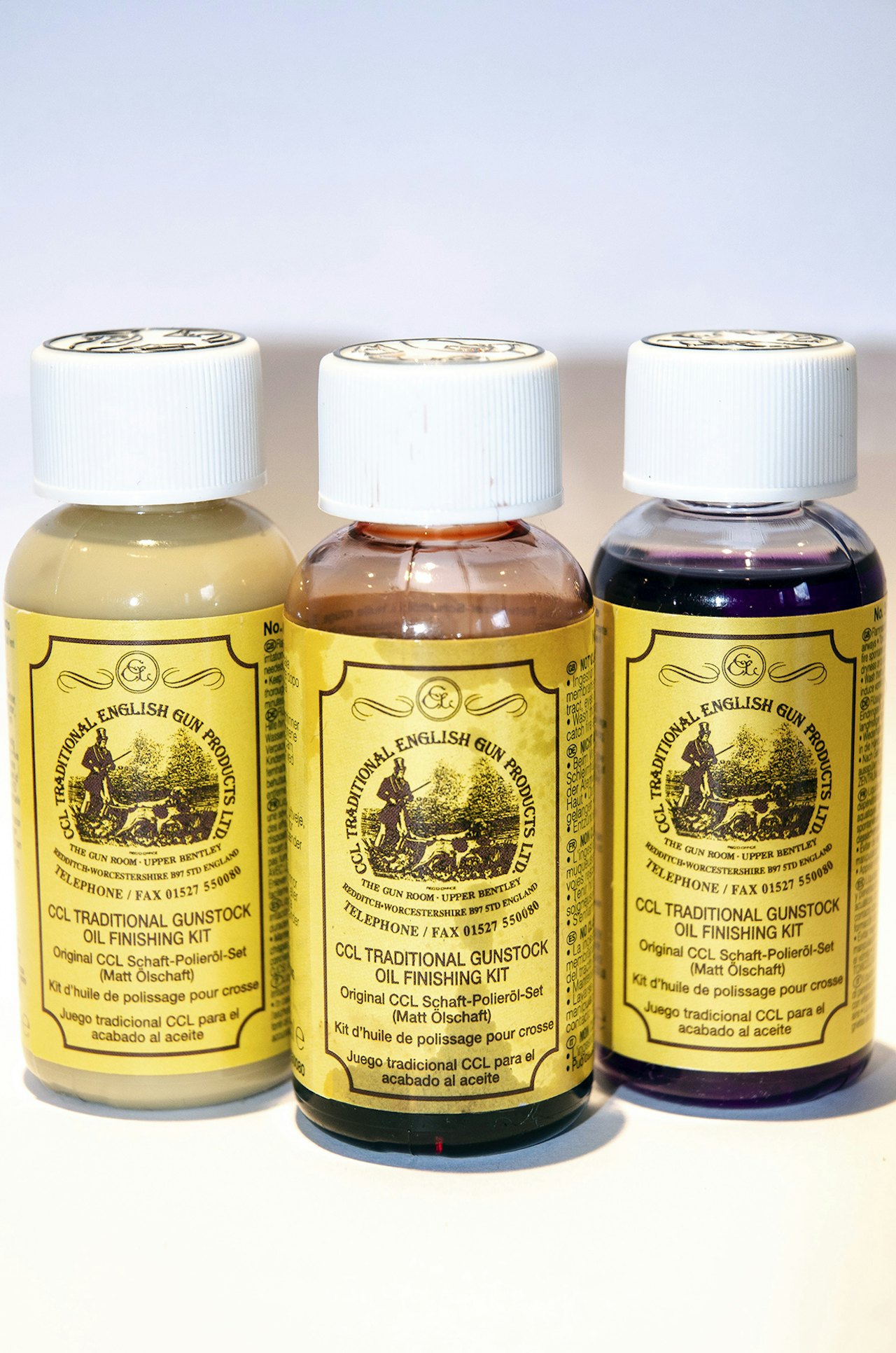 CCL STOKKOLJE: Klassisk rødoljefinish Tre flasker i et sett til test av CCL stokkolje