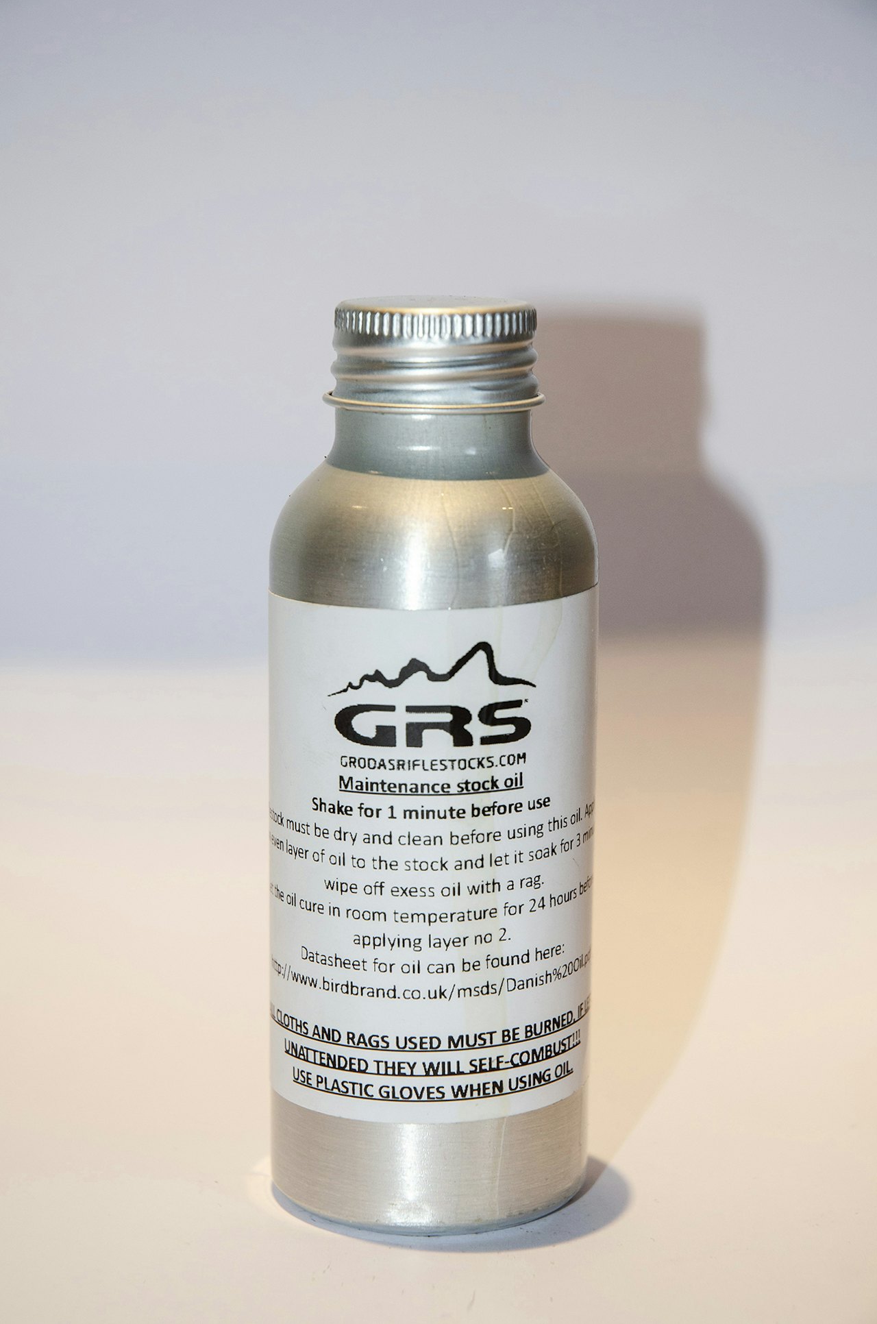 GRS skjefteolje i metallflaske til test