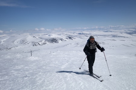 TOPPTUR: Den siste stigningen mot Stortoppen er en seig bakke, der solide staker sørger for at du aldri er i tvil om ruta. TOPPTUR: Den siste stigningen mot Stortoppen er en seig bakke, der solide staker sørger for at du aldri er i tvil om ruta.