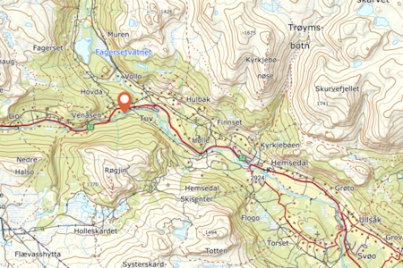 RJUKANDEFOSSEN: Ulykken skjedde nordvest for Hemsedal sentrum. kart