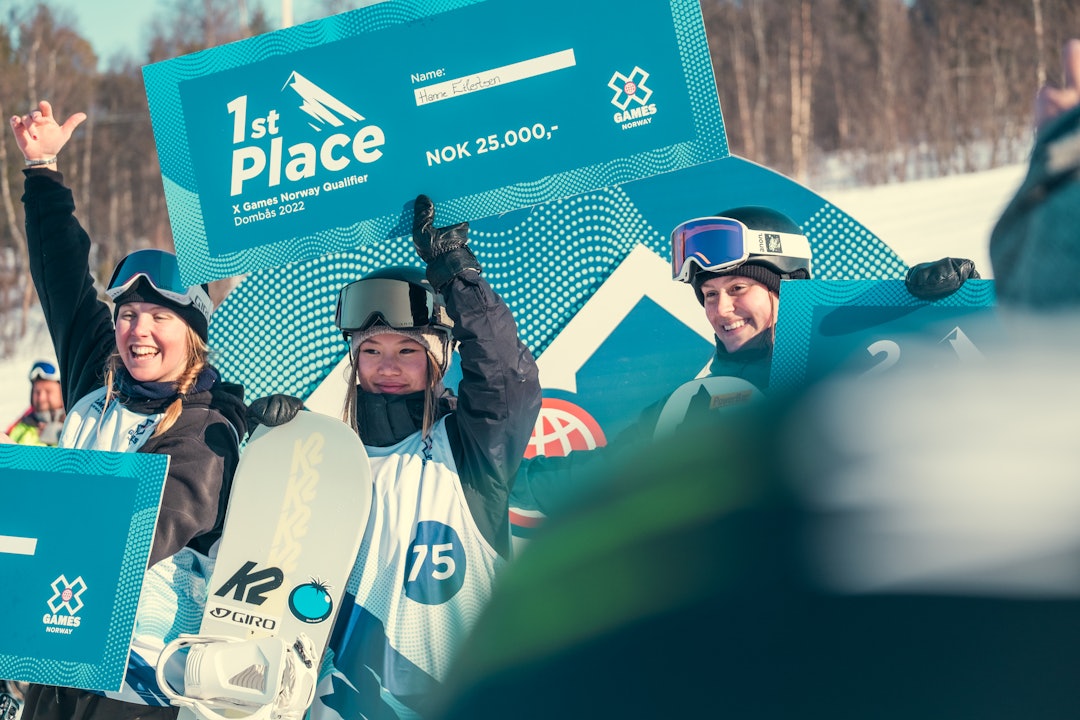 X GAMES PÅ DOMBÅS: Snowboarder Hanne Eilertsen tok førsteplassen i kvalifiseringen til X Games på Dombås. Foto: Bård Gundersen