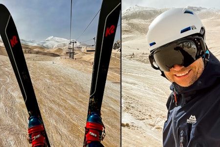 ET BILDE SIER MER ENN 1000 ORD: Kjartan Aanestad bor for tiden i Frankrike med familien, og tok en tur til Piau Engaly i Pyrenéene for å teste skiforholdene. «Suboptimalt», skriver han i mailen. Foto: Kjartan sand i snøen fra sahara