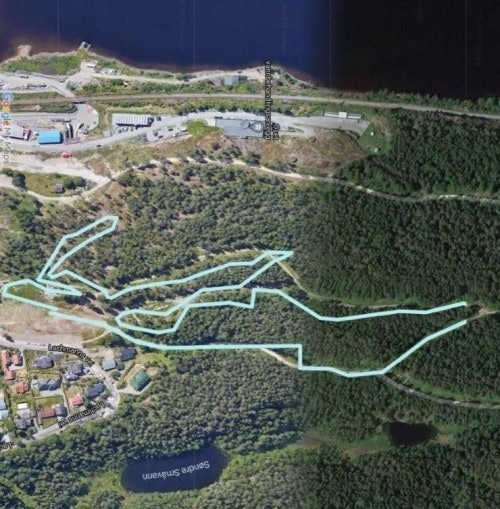 SLIK ER PLANENE: SK Rye har planlagt den to kilometer lange «Innstegsløypa» på Langsetløkka. Foto: SK Rye