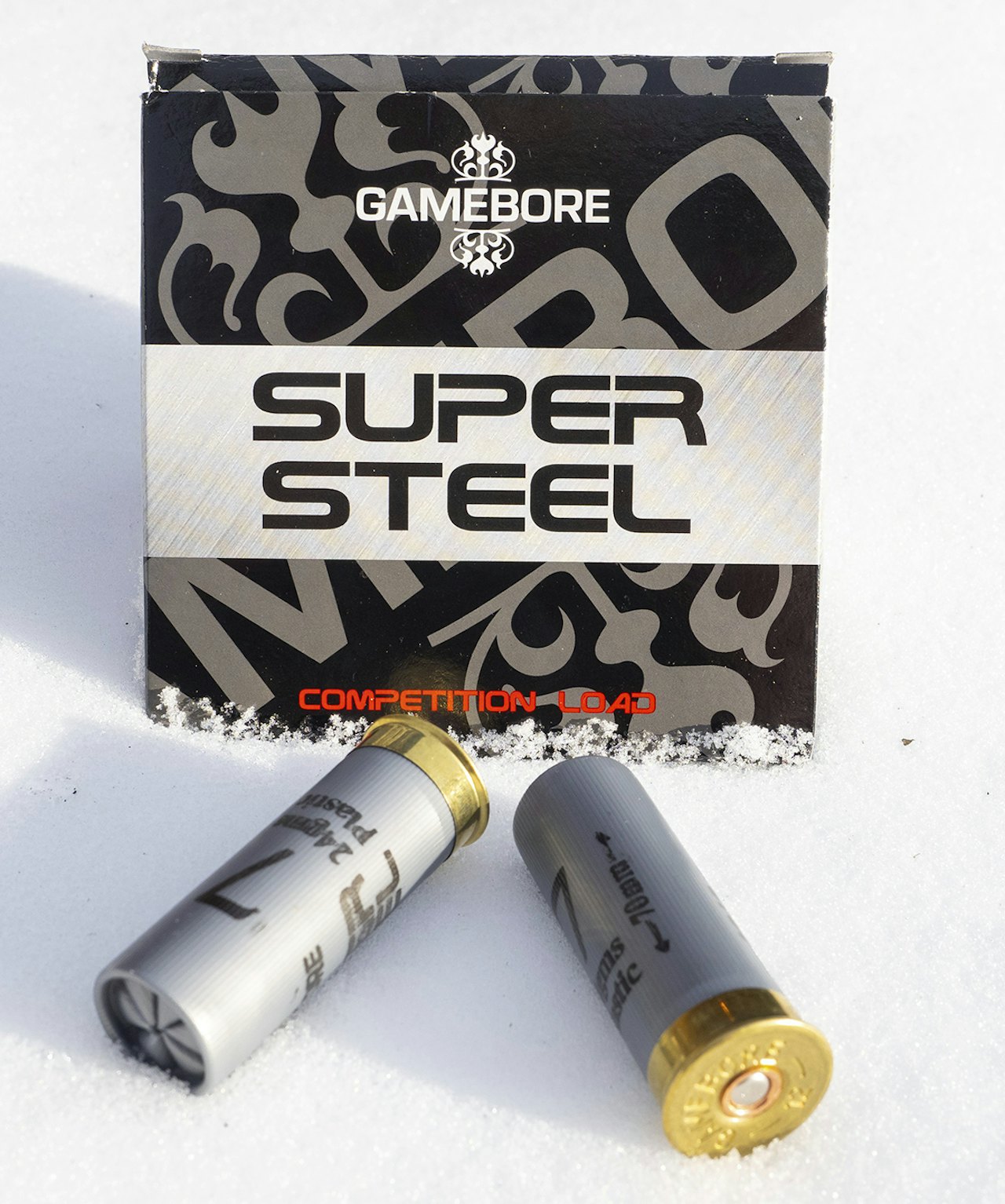 Gamebore Super Steel leirduepatroner i snøen