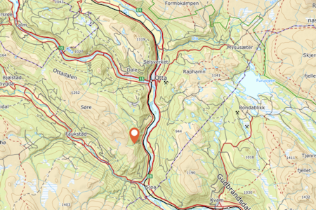KLATRET: Det var i dette området de to tyskerne klatret. Foto: Norgeskart Bjørndalsbekken