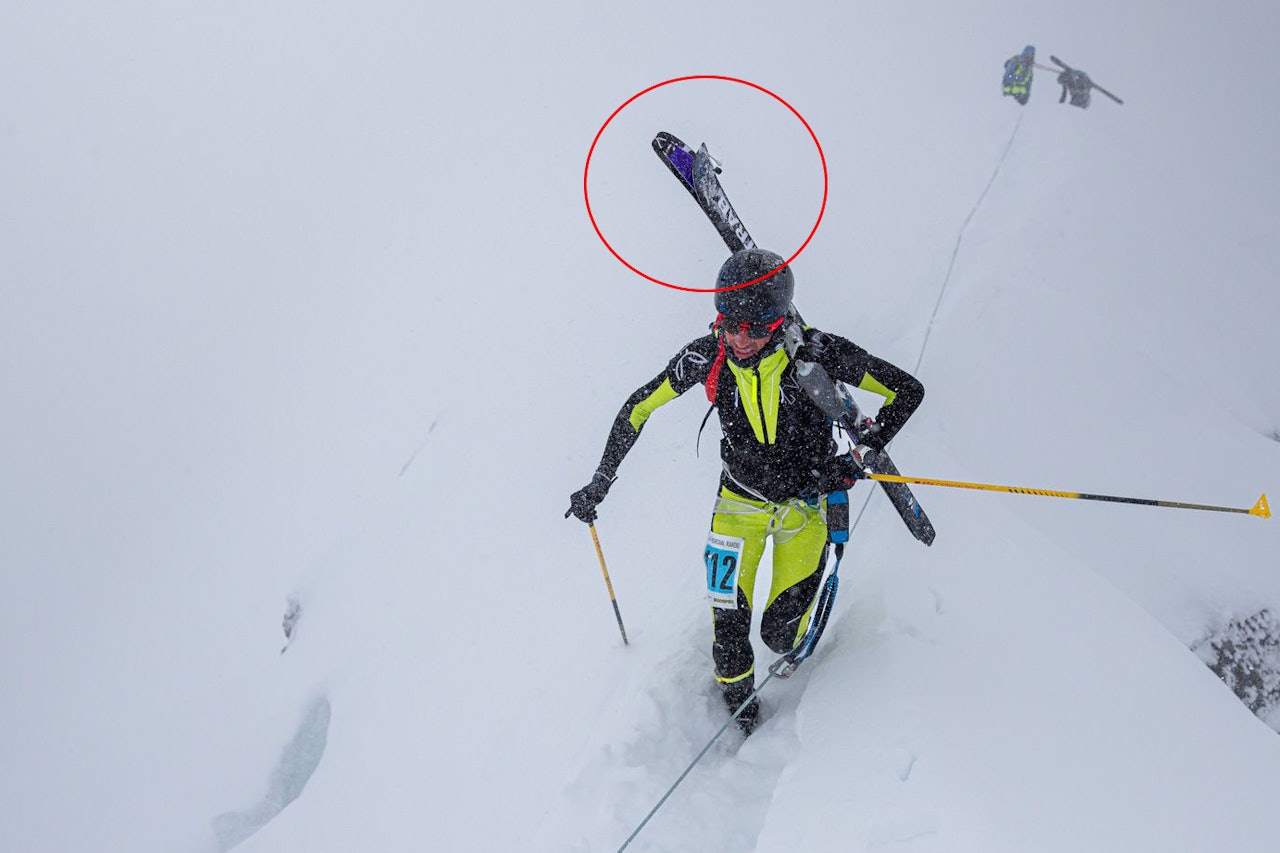 MED SKITRAB: Her kan du se Kilian med Skitrab-ski under helgens Romsdal Rando. Foto: Haakon Lundkvist Kilian Jornet med Skitrab-ski.