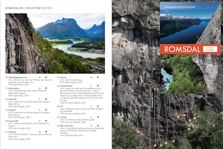 NY KLATREFØRER: Romsdal sportsklatring beskriver totalt 731 klatreruter på 36 klatrefelt. Her er det Helveten som vises, med forsiden innfelt oppe til høyre
