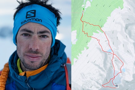 NY RUTE: Kilian Jornet kjørte østeggen av Store Vengetind. Foto: Matti Bernitz/Strava NY RUTE: Kilian Jornet kjørte østeggen av Store Vengetind. Foto: Matti Bernitz/Strava