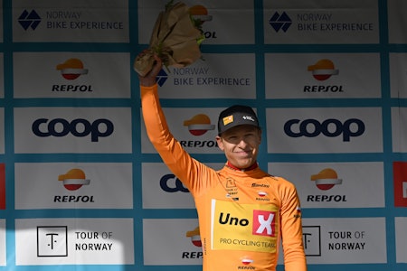 I LEDELSEN: Tobias Halland Johannessen spurtet seg inn i gul ledertrøye i Tour of Norway. Foto: Cor Vos