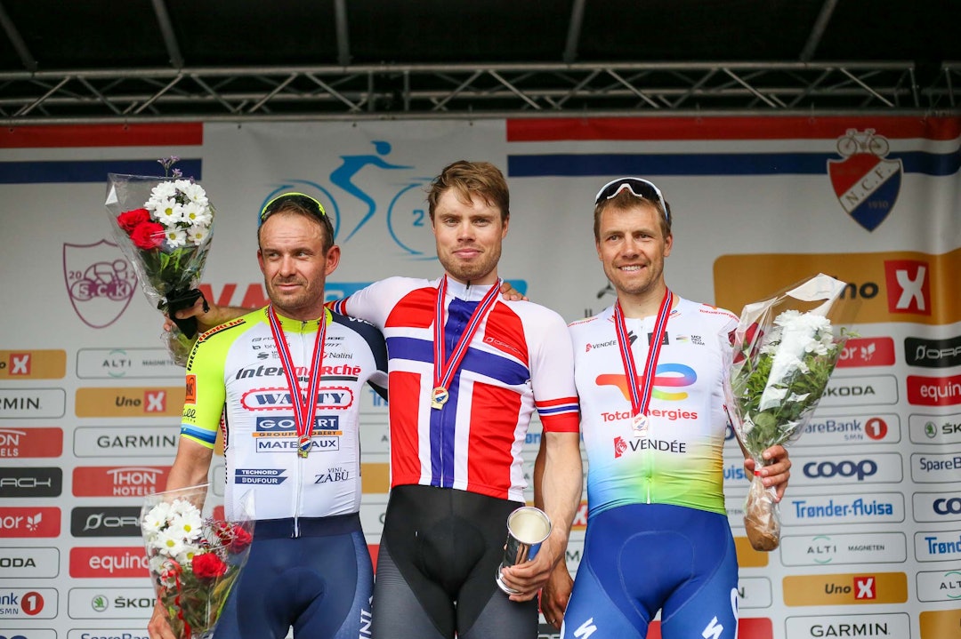 NM-PODIET: Rasmus Tiller vant, med Alexander Kristoff og Edvald Boasson-Hagen på plassene bak. Nå skal begge to til Tour de France. Foto: Elisbeth Almhjell NM-PODIET: Rasmus Tiller vant, med Alexander Kristoff og Edvald Boasson-Hagen på plassene bak. Nå skal begge to til Tour de France. Foto: Elisbeth Almhjell