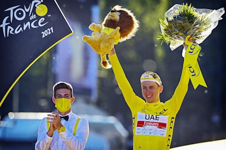 TOUR-FAVORITT: Tadej Pogacar kan vinne sin tredje Tour de France på rad. Kanskje er han en rytter du bør ha på Tourmanager-laget ditt? Foto: Cor Vos