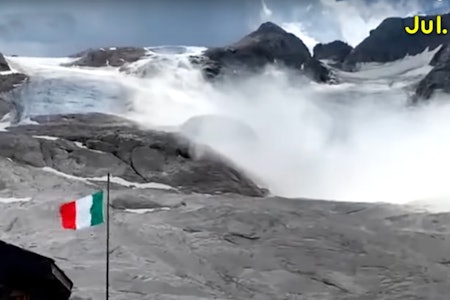 DRAMATISK: Flere filmer viser det gigantiske skredet, som gikk nær både den vanlige ruten til topps og flere turisthytter. DRAMATISK: Flere filmer viser det gigantiske skredet, som gikk nær både den vanlige ruten til topps og flere turisthytter.