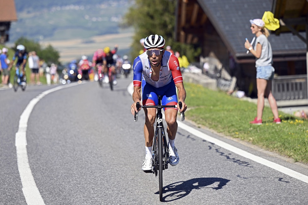 PÅ OFFENSIVEN: Thibaut Pinot har forsøkt, men har kommet til kort så langt. Kan han ta sin første etappeseier i Tour de France siden 2019 denne uken? Foto: Cor Vos