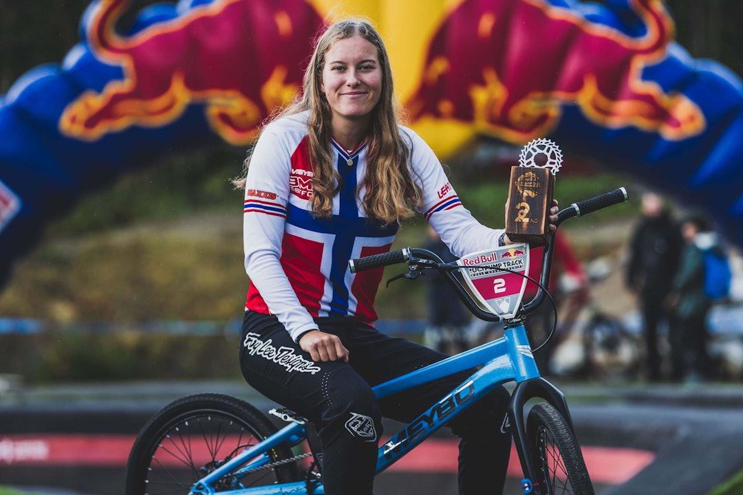 NORGESMESTER: Regjerende norgesmester Annika Pettersen tok en andreplass i VM-kvalifiseringen. Foto: Dan Griffiths | Moonhead Media harstad bike park pumptrack