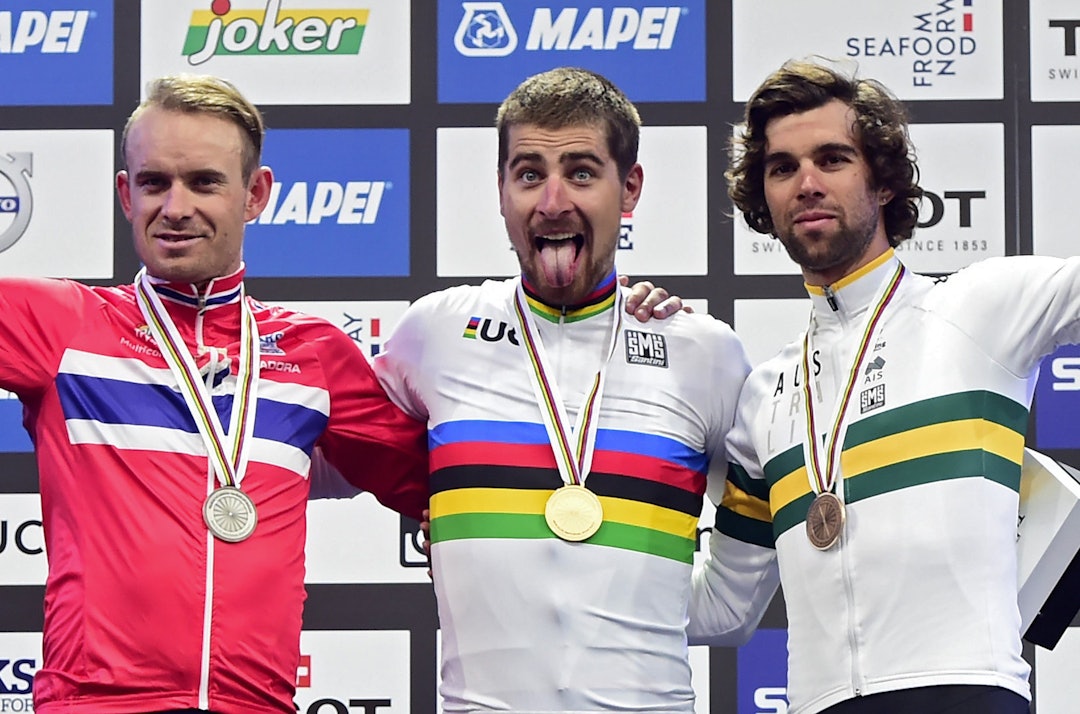 2017: Alexander Kristoff kom akkurat til kort mot Peter Sagan på festplassen i Bergen i 2017. Foto: Cor Vos 2017: Alexander Kristoff kom akkurat til kort mot Peter Sagan på festplassen i Bergen i 2017. Foto: Cor Vos