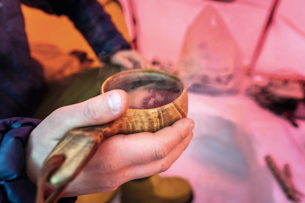 TELTLIV: Innerskoa var sure, heldigvis var ikkje kaffien det. TELTLIV: Innerskoa var sure, heldigvis var ikkje kaffien det.