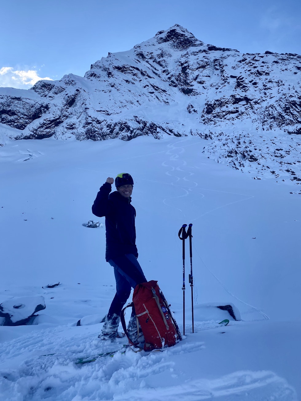 FORNØYD: David Lindgren kan spandere på seg et glis i bunn av Slingsbyruta som fikk sesongens første skispor denne uka. Foto. Bjørn Kruse