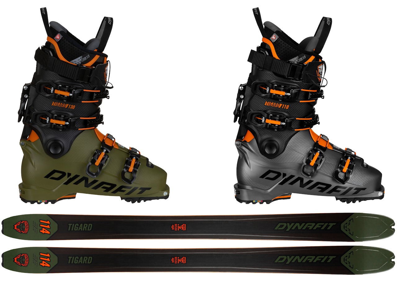 DYNAFIT TIGARD: Serien lanseres høsten 2023, og inneholder blant annet to par støvler og ett par brede toppturski. DYNAFIT TIGARD: Serien lanseres høsten 2023, og inneholder blant annet to par støvler og ett par brede toppturski.