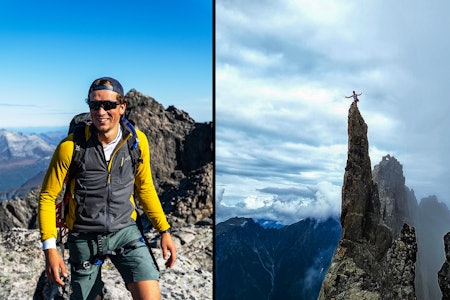 TOPPTUR-SONDRE: Sondre Lernes går 100.000 høydemeter i fjellet hvert år. Halvparten av de på ski, og resten til fots. Bildet til høyre er tatt fra karakteristiske Bladet i Molladalen. Foto: Privat TOPPTUR-SONDRE: Sondre Lernes går 100.000 høydemeter i fjellet hvert år. Halvparten av de på ski, og resten til fots. Bildet til høyre er tatt fra karakteristiske Bladet i Molladalen. Foto: Privat