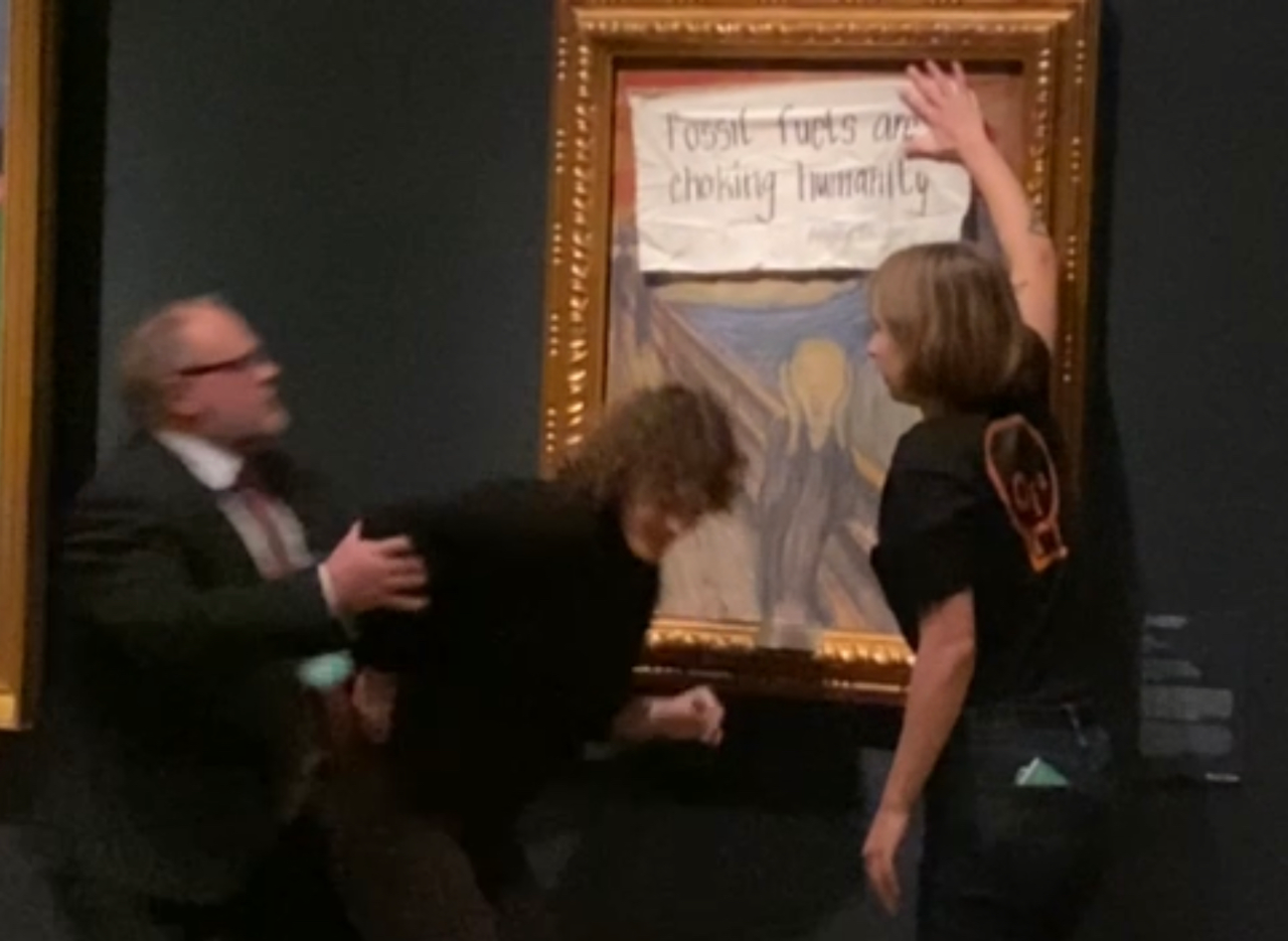 AKSJON: Skribenten mener at skikjørere bør støtte aksjoner som denne på Munchmuseet.