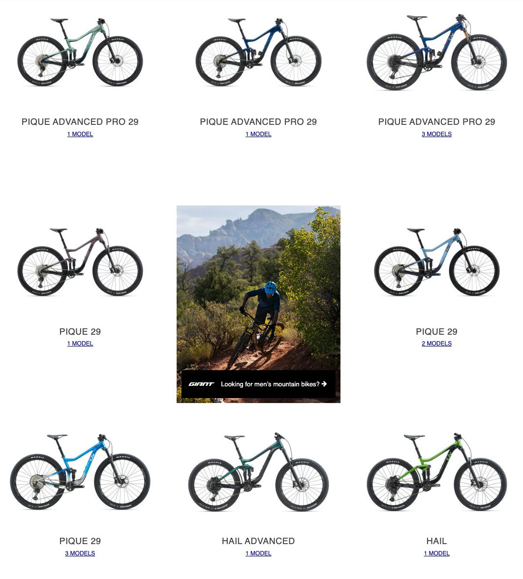 FULLDEMPERE: Liv-syklene finnes i flere modeller til ulik type bruk. Skjermdump: Liv Cycling. liv terrengsykkel dame