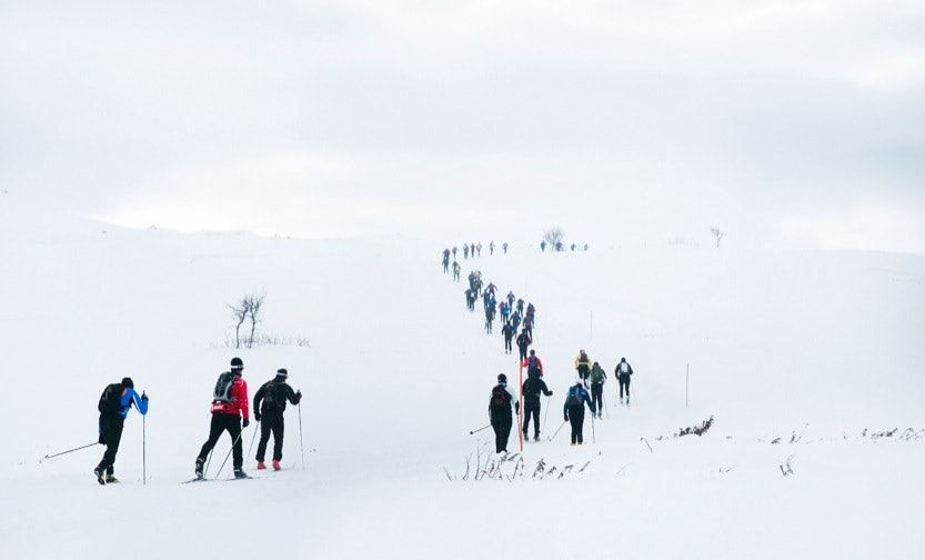 ATTRAKTIVT: HovdenTour tiltrekker seg store og små, ambisiøse milslukere og skiløpere som tar det som en tur. Foto: Marit Kvåle hovden tour