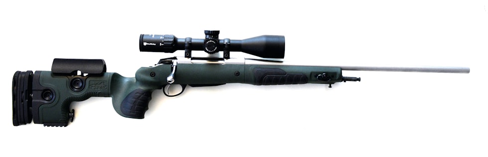 MELLOMKALIBER: Tikka T3X i kaliber .223 kan brukes til mye. Med GRS Bifrost stokk blir den også stødig å skyte med når du skal finsikte på små mål. MELLOMKALIBER: Tikka T3X i kaliber .223 kan brukes til mye. Med GRS Bifrost stokk blir den også stødig å skyte med når du skal finsikte på små mål.